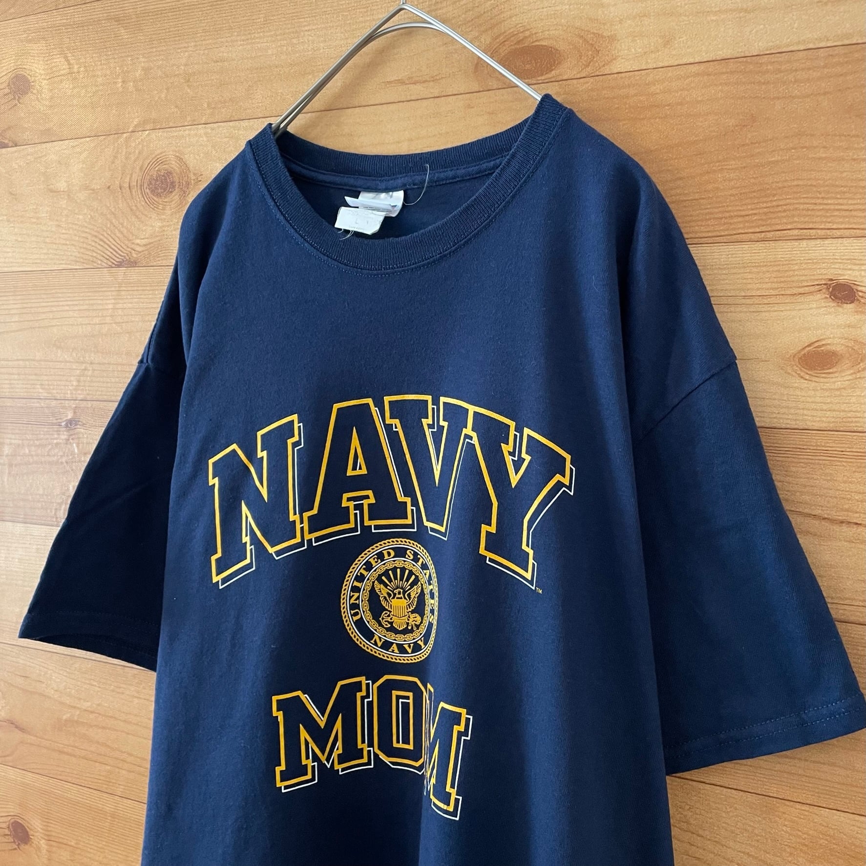 SOFFE】NAVY MOM Tシャツ プリント USARMY アーチロゴ L ネイビー us