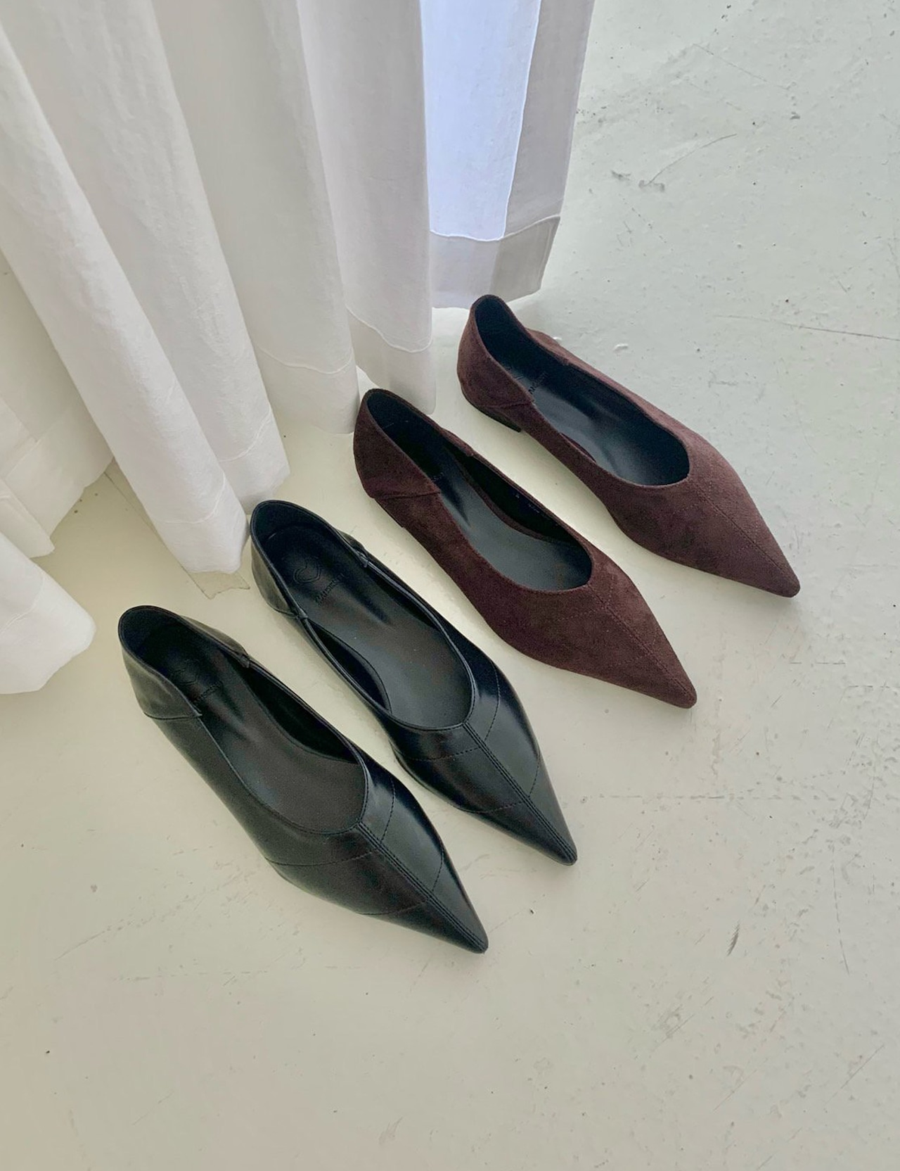 【新作5%OFF・3日間】Sharp Flat Shoes_2colors