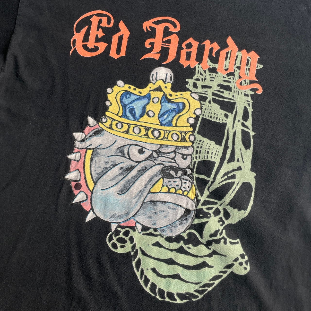 Ed Hardy エドハーディー ブルドック 犬 プリント Tシャツ メンズXL 