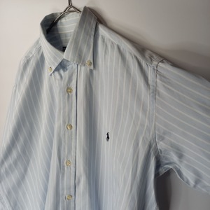 アメリカ製　ポロバイラルフローレン　BDシャツ　刺繍ロゴ　ストライプ　L