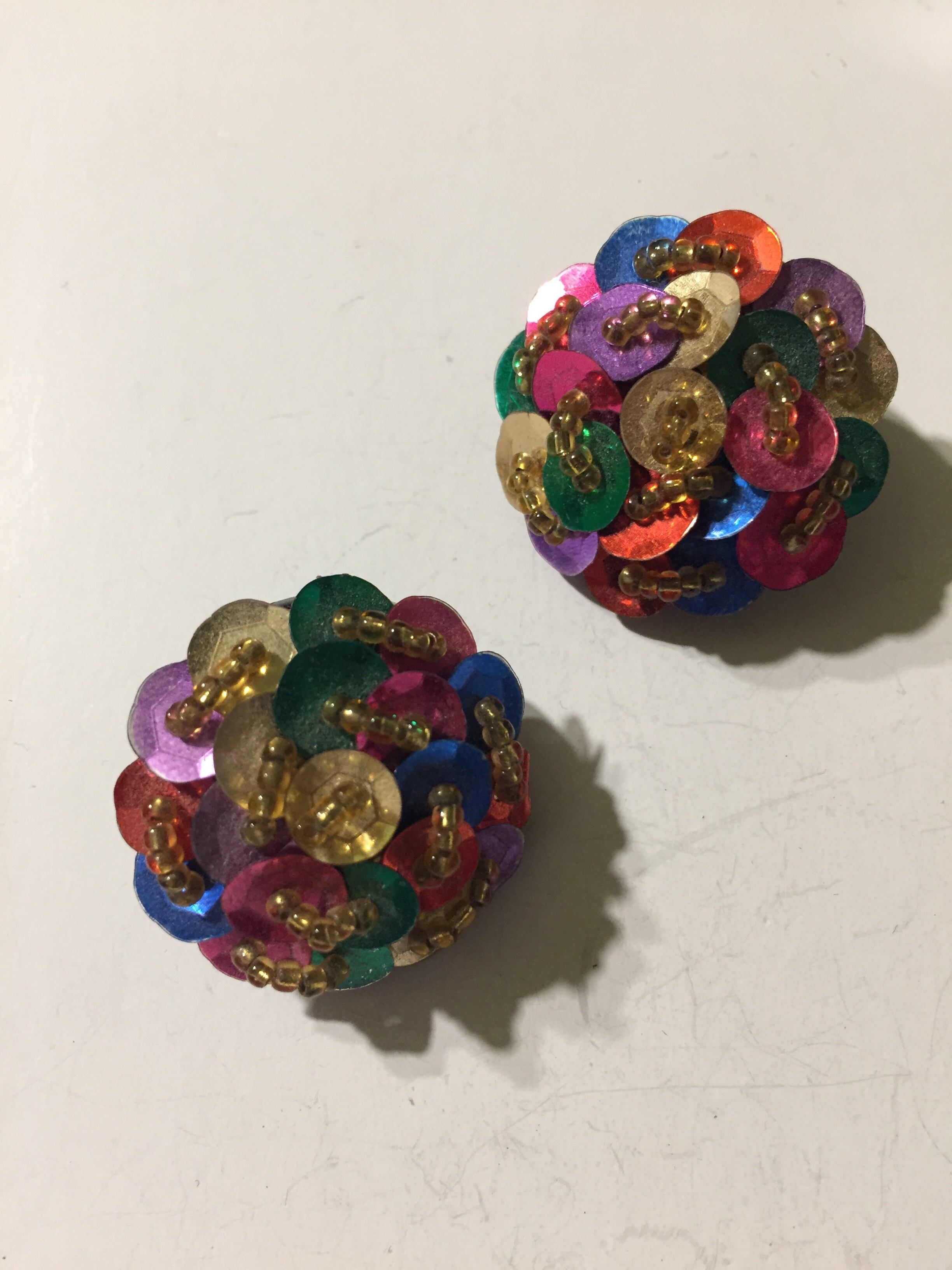 Vintage multicolor spangle × beads earrings ( ヴィンテージ マルチ