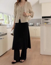 Drawstring layered design skirt Pants L0167