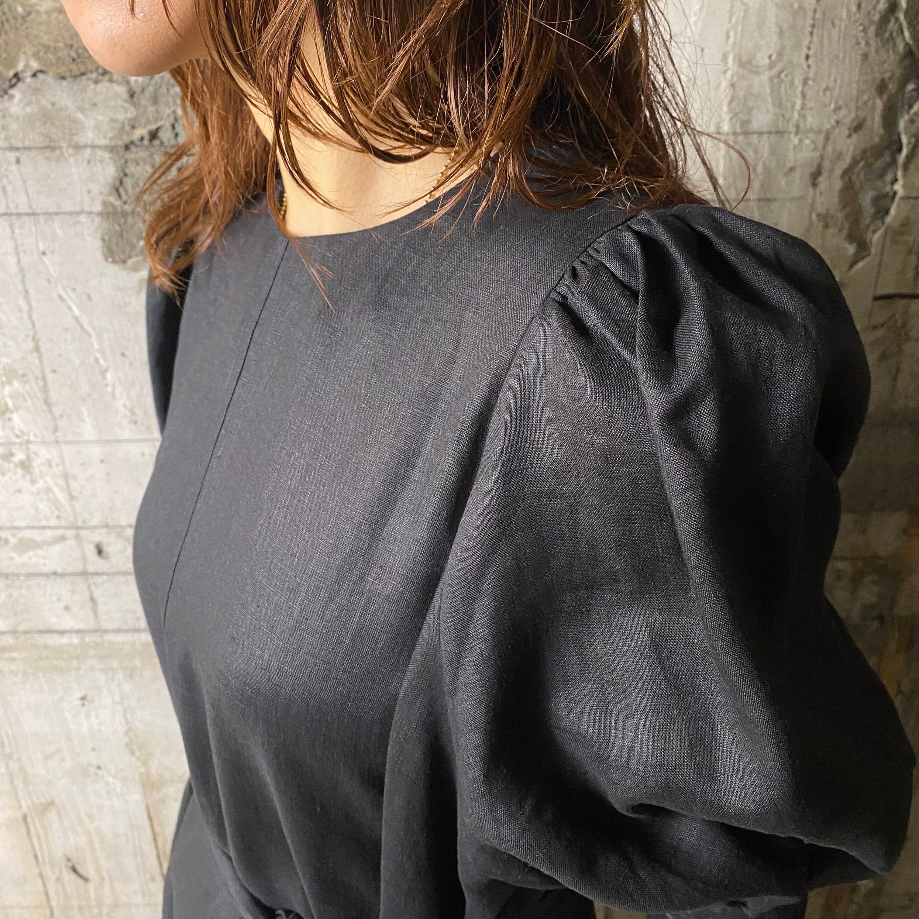 HYKE【ハイク】LINEN BALLOON SLEEVE MAXI DRESS (16165 / BLACK