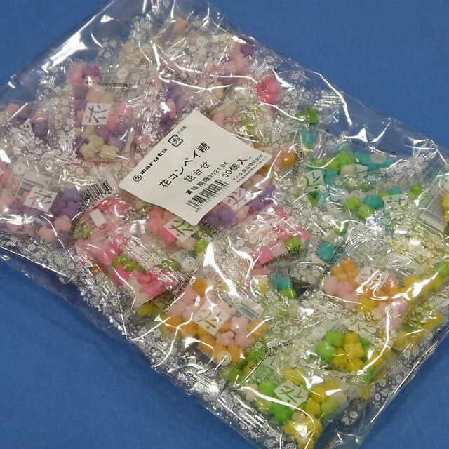 花コンペイ糖詰め合わせ(５０小袋×６ｐ)分けやすいミニパック、花金平糖はこれ♪