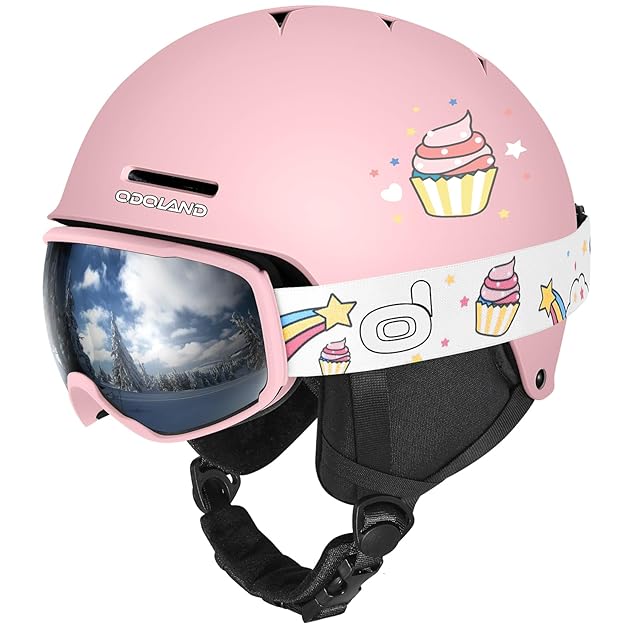 Odoland スキーヘルメットセット ゴーグル付き スノーボードヘルメット