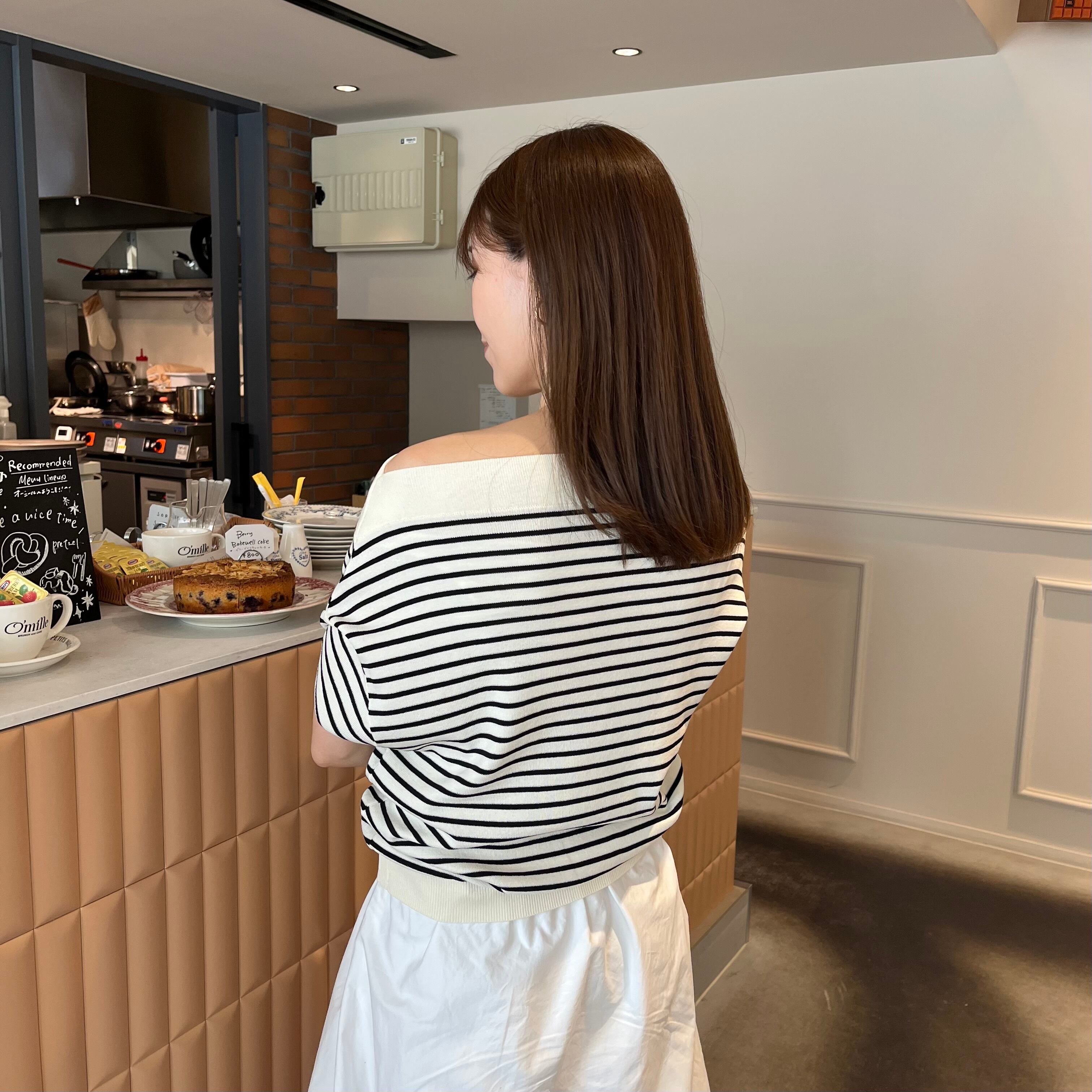 THE SECRET CLOSET】ボーダー ニット オフショルダーボーダー THE SECRET CLOSET】ボーダー ニット オフショルダーボーダー