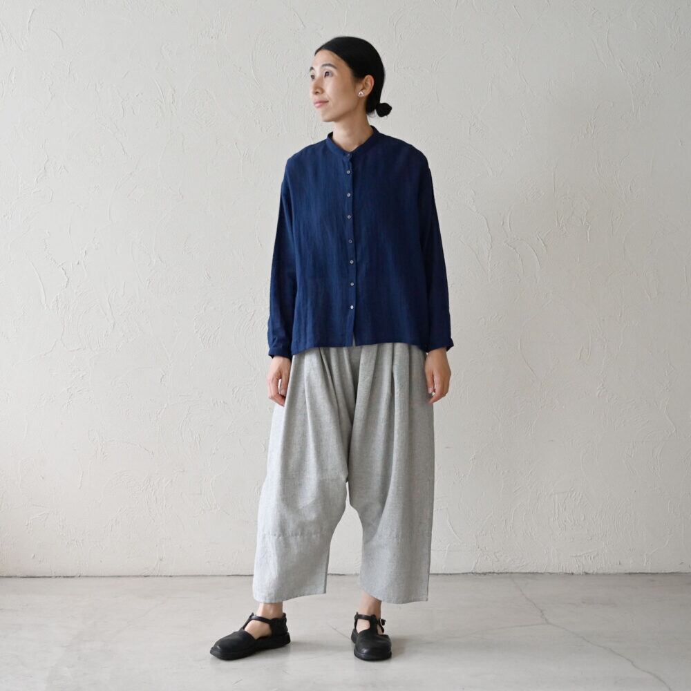 【シサム工房】ワイドサルエルパンツ(ホワイトグレイ)