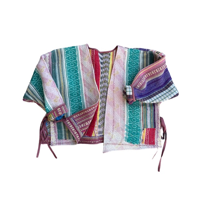 saruche Vintage グドゥリー 刺子のサイドリボンリバーシブルジャケット