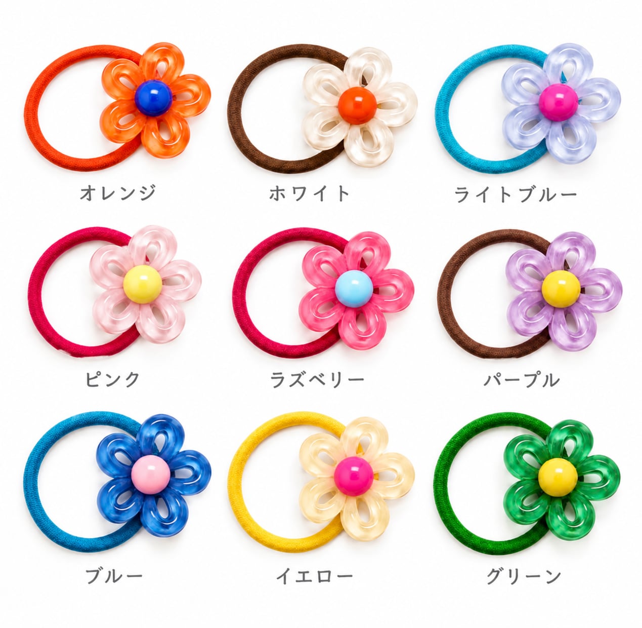 【handmade】フラワーゴム2個セット アクセサリー キッズアクセサリー ベビーアクセサリー ヘアピン