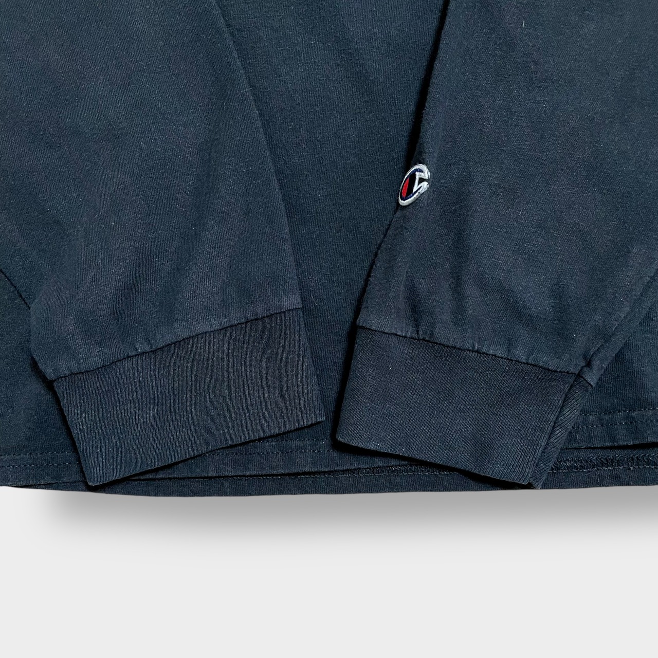 【Champion】STABILA ロンT 水平器 メーカー 企業系 ロングTシャツ 長袖Tシャツ ワンポイントロゴ 袖プリント チャンピオン X-LARGE ビッグサイズ 古着