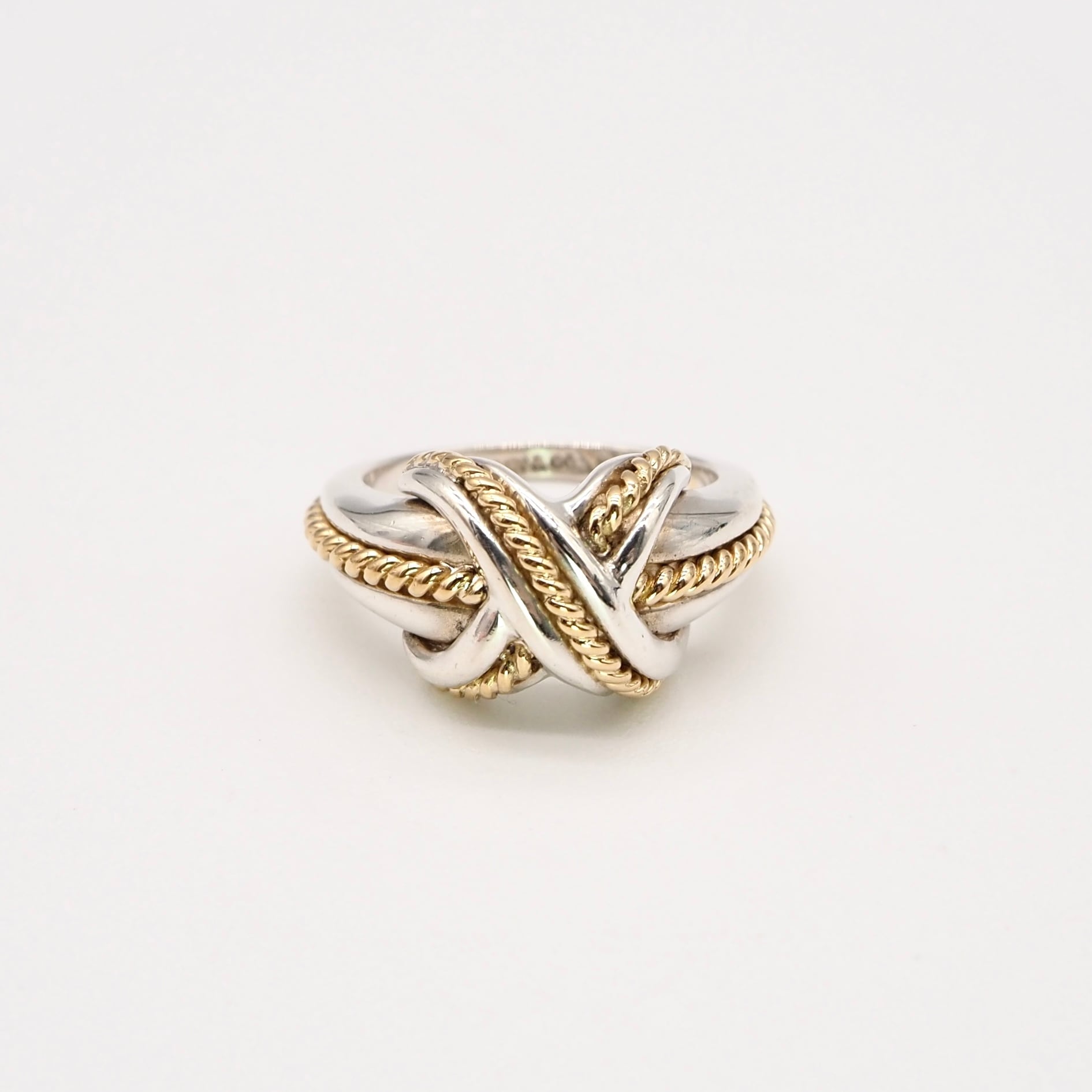 Tiffany ティファニーシグネチャーコンビリング　10.5号 Tiffany&Co. 約10号 シグネチャーコンビ リング シルバー925 K18