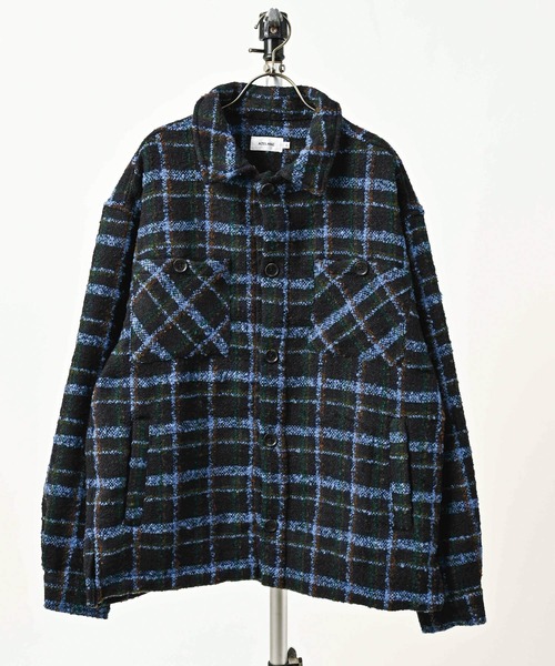 ATELANE Block Tweed CPO Jacket (NAV) 26A-23071