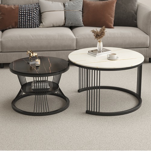 ネストテーブル 円形 コーヒーテーブル セット 大理石柄 モダン インテリア リビング ワイヤーフレーム 北欧 おしゃれ 収納