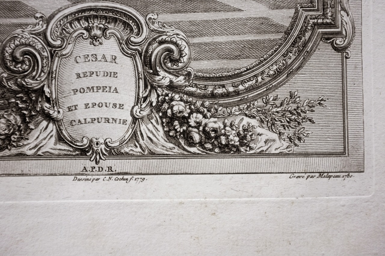 1780s フランス 33c 繊細な歴史的銅版画 図版 ユリウス・カエサル ルーブル美術館所蔵 アンティーク