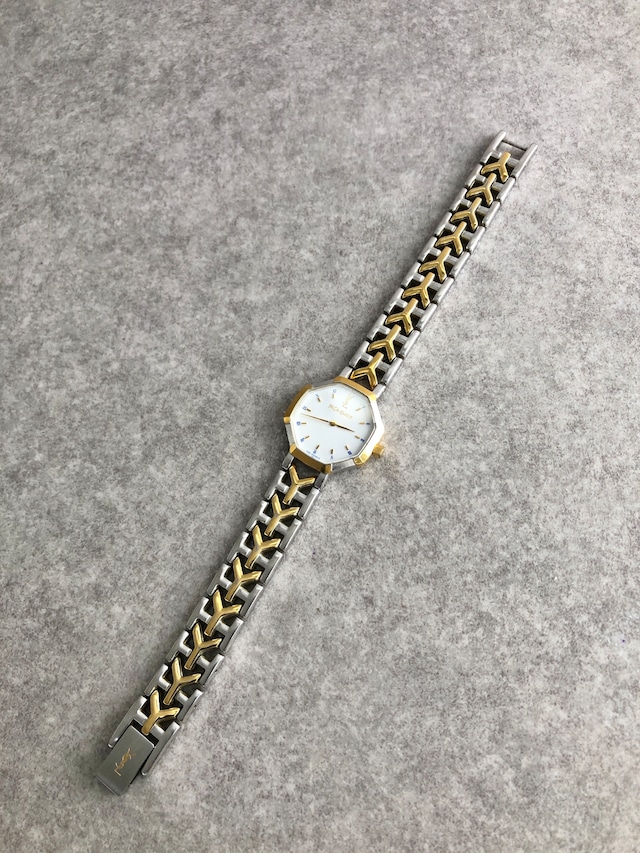 Yves Saint Laurent イヴ・サンローラン 腕時計 シルバー×ゴールド オクタゴン ステンレススチール クウォーツ 2200-226313 vintage ヴィンテージ オールド famare