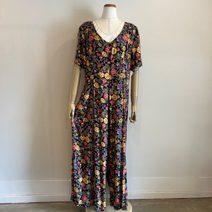 70’s ヴィンテージ 花柄 レーヨン オールインワン