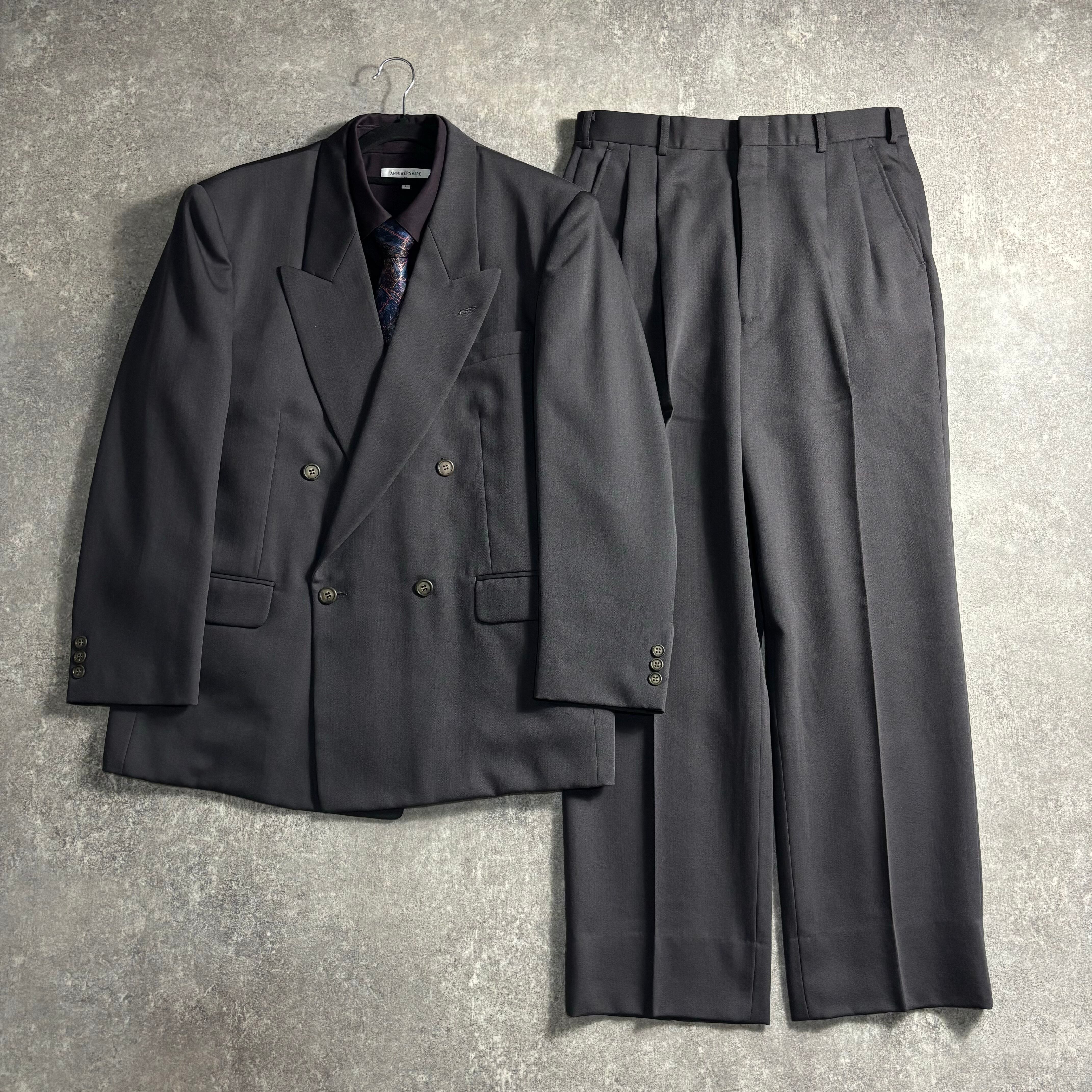 LOST特注【vintage】セットアップ ダブルスーツ グレーチェック LOST特注【vintage】セットアップ ダブルスーツ グレーチェック