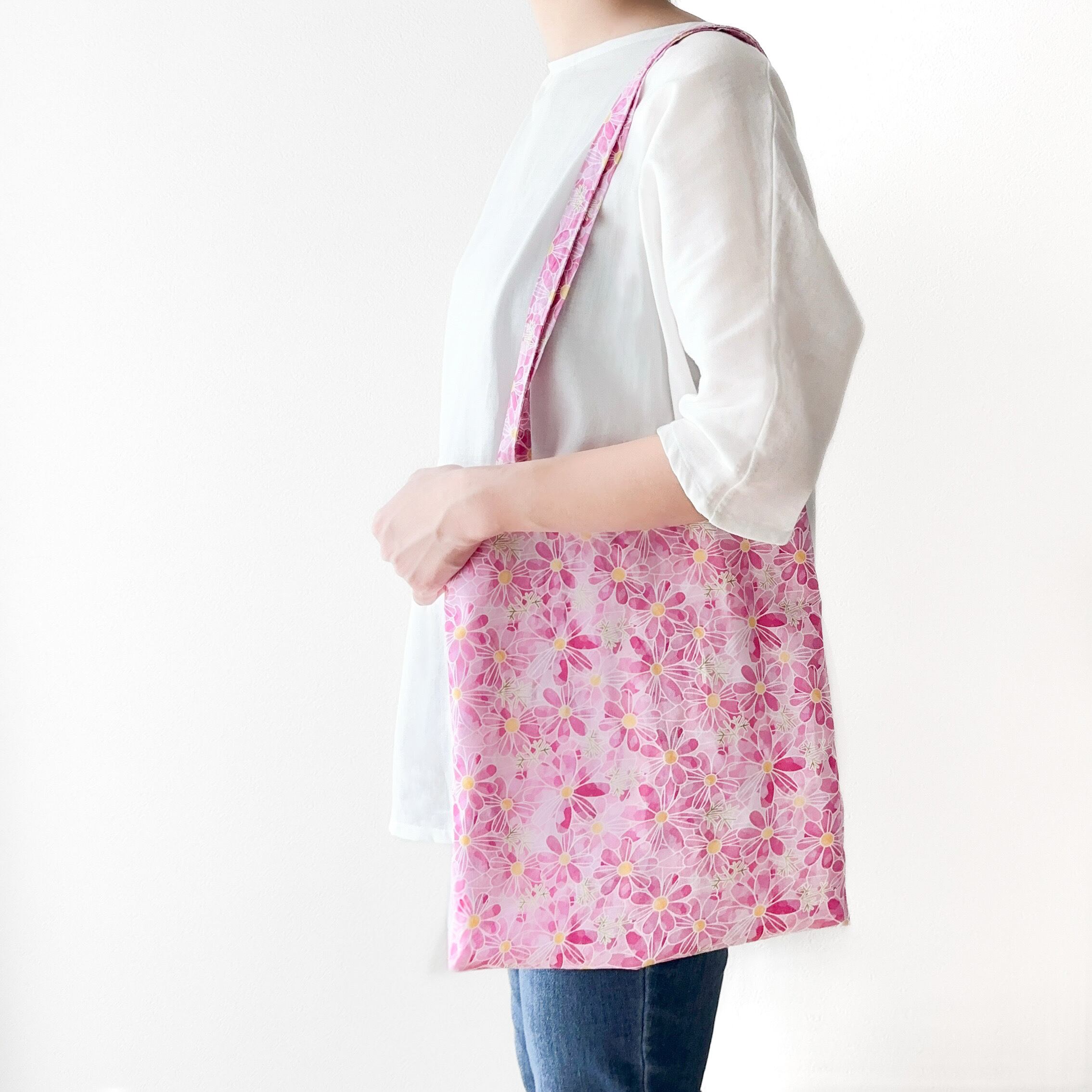 数量限定『 コスモスのサブバッグ/ステンドグラスシリーズ 』肩かけ|A4|マチなし|持ち運び|誕生日|