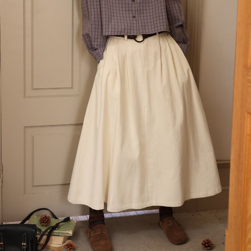 コーデュロイ Aラインプチミディアム丈スカート M1953