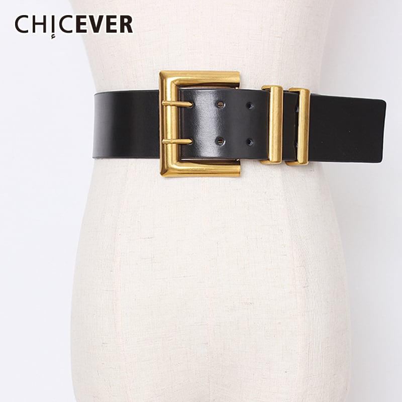 CHICEVERPUレザーパッチワークメタルボタンベ​​ルトレディースチュニックアジャスタブルアクセサリーブラックベルト2020秋 オータム 秋物 ハーネス 6base565192900510