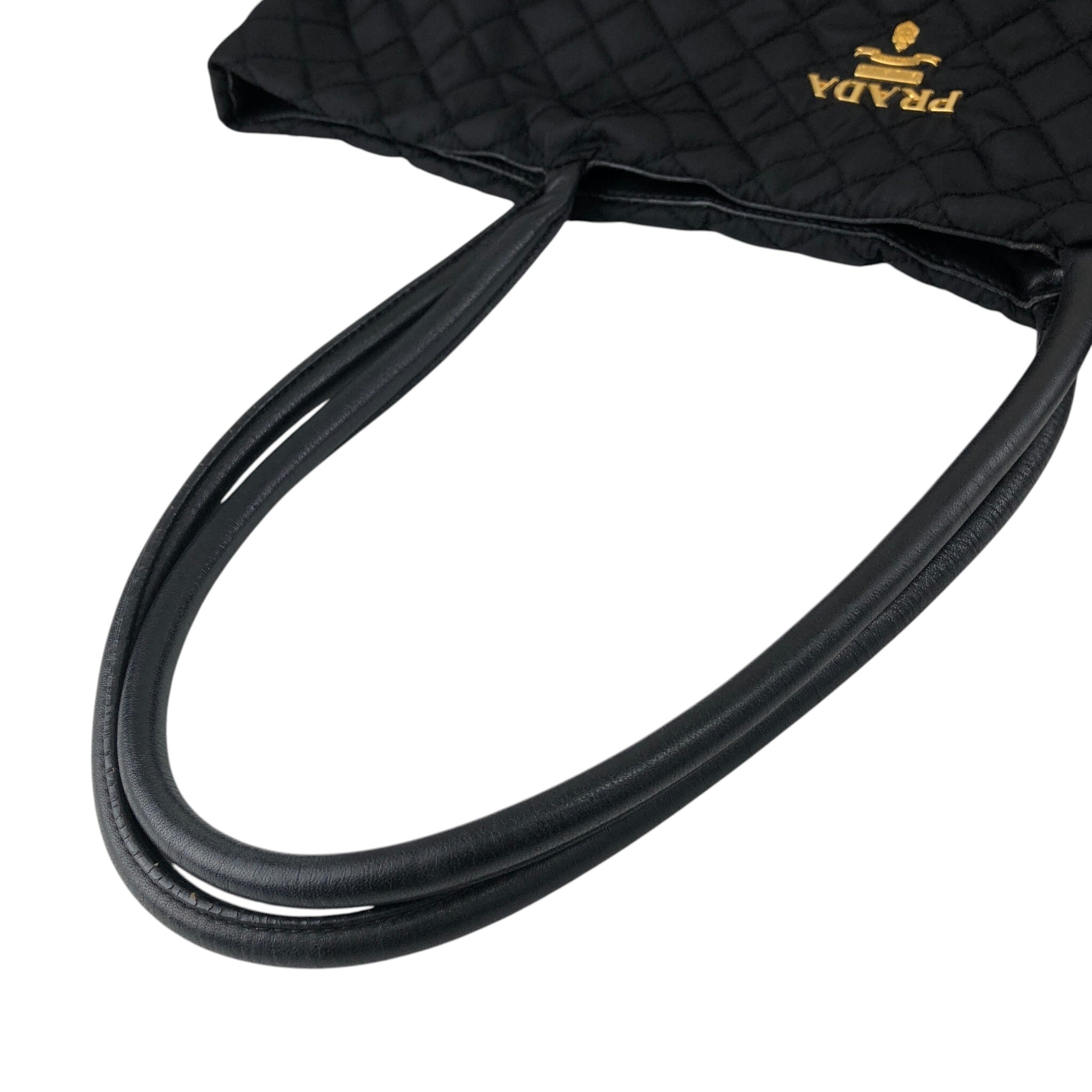 PRADA プラダ ハンドバッグ ブラック ロゴ キルティング トートバッグ