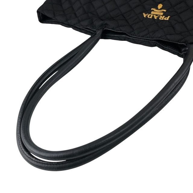 PRADA プラダ ハンドバッグ ブラック ロゴ キルティング トートバッグ vintage ヴィンテージ オールド 58xguc