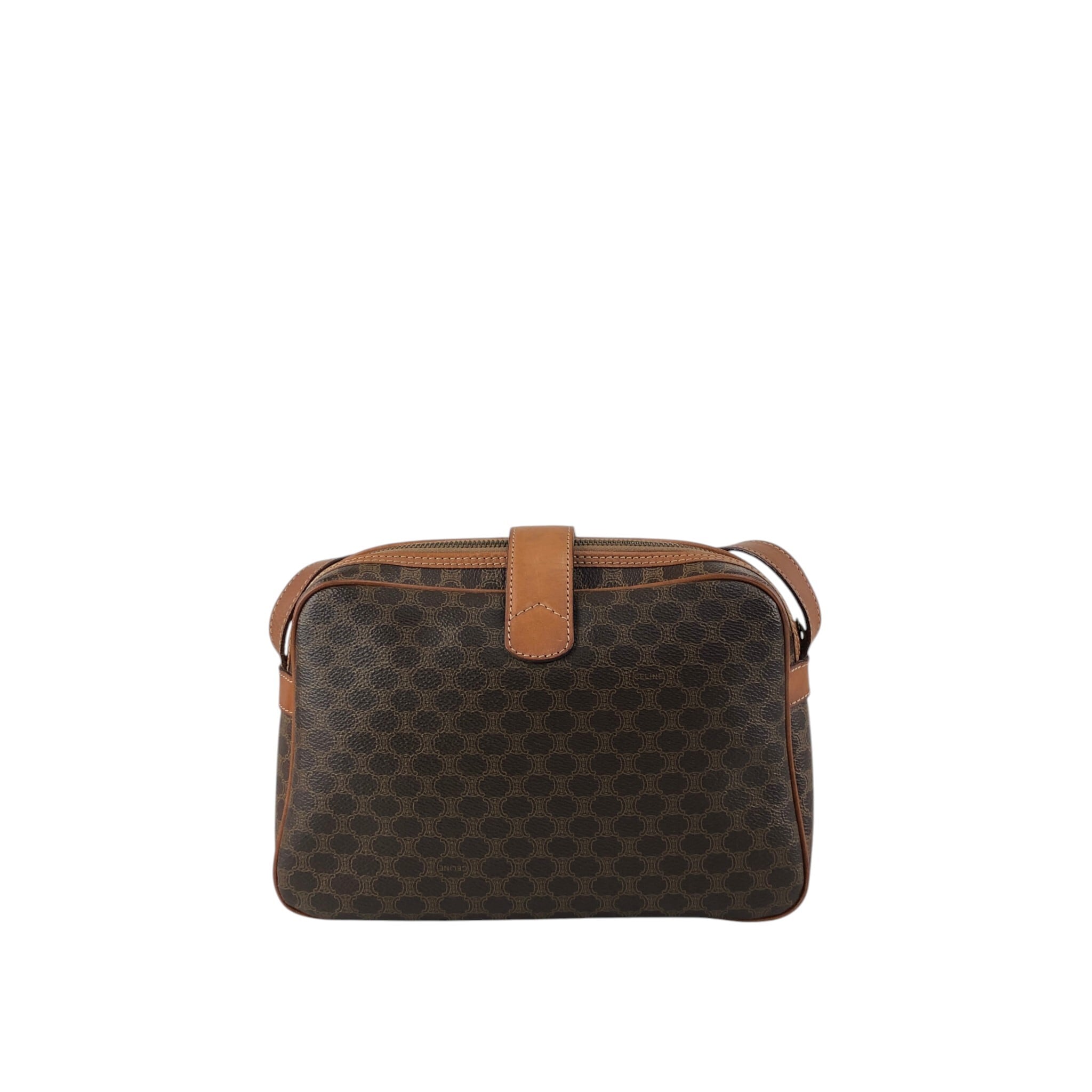 CELINE セリーヌ マカダム ショルダーバッグ ブラウン ブラゾン型押し