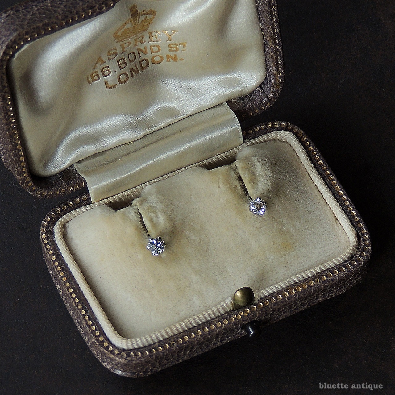 アンティークジュエリー 9ctゴールド 天然ダイヤモンド ピアス(ソーティングメモ付)