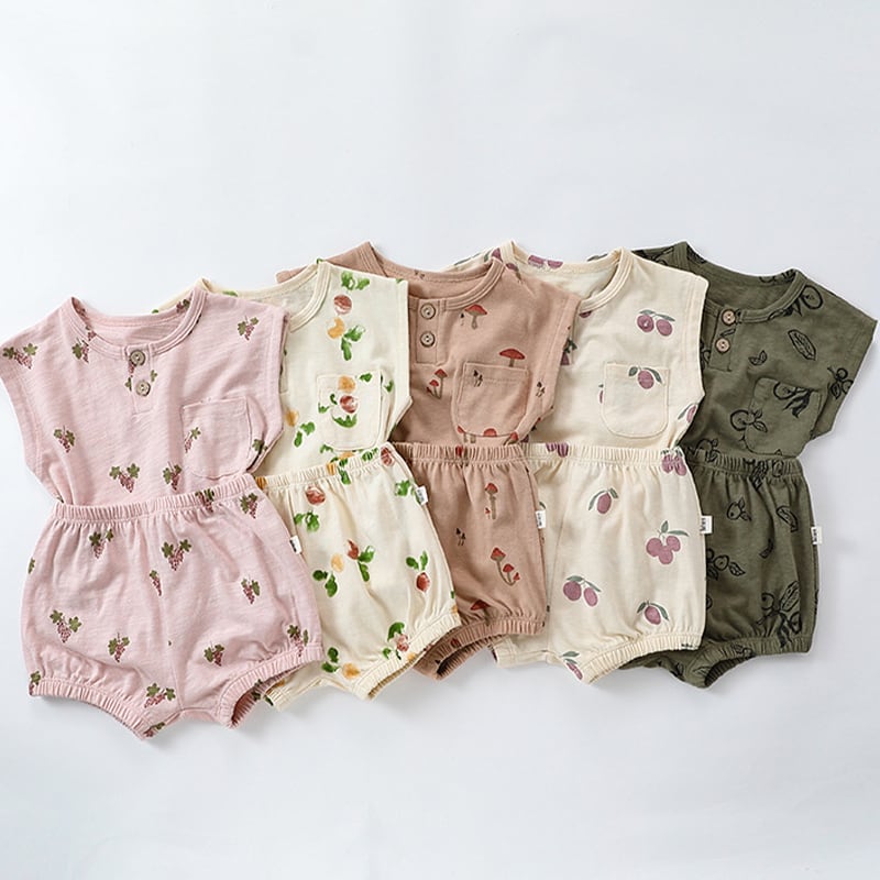 【BABY】夏新作 果物柄ノースリーブセットアップ