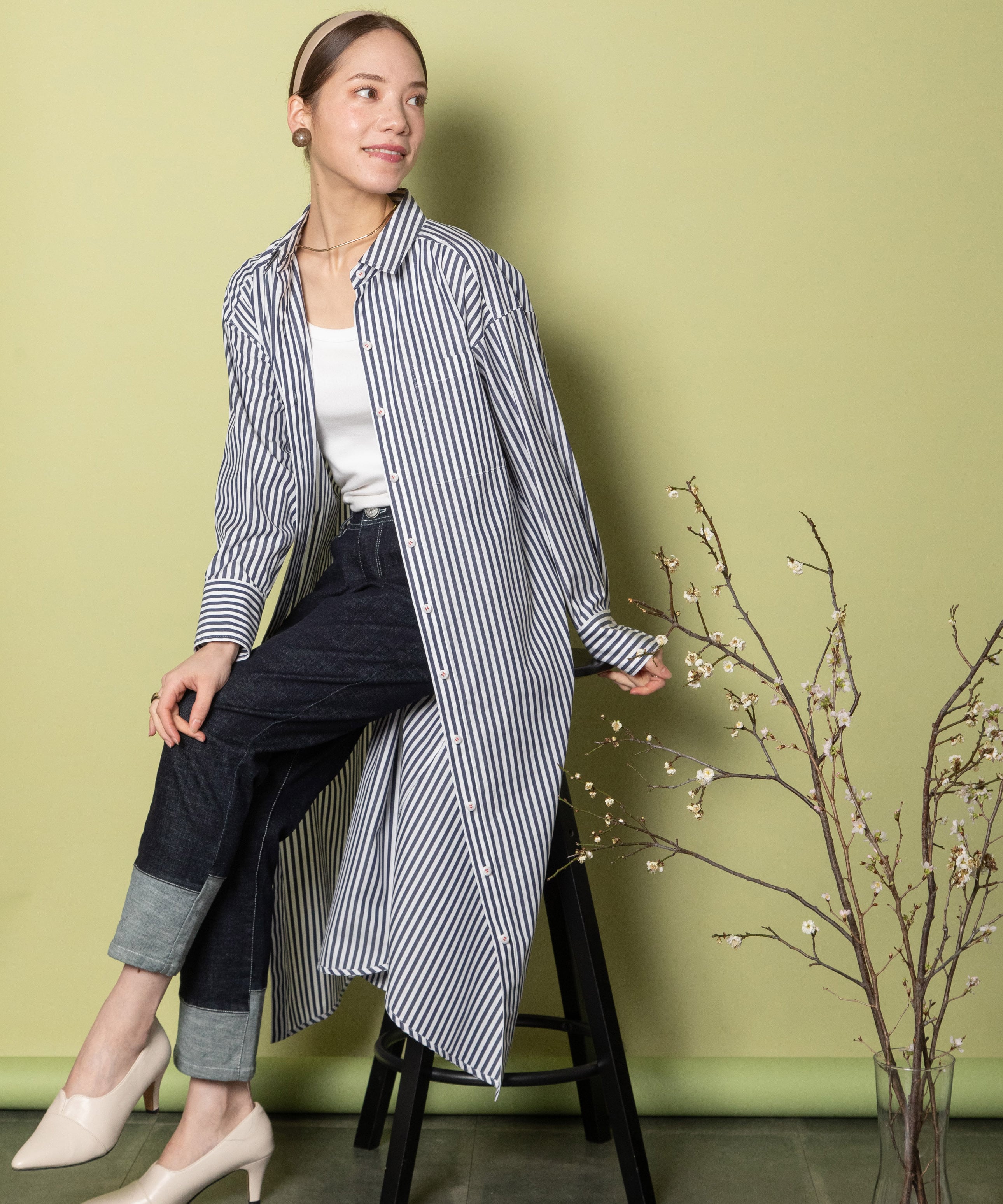 SOMELOSワンピース 極美品 TICCA ティッカ ストライプシャツワンピース