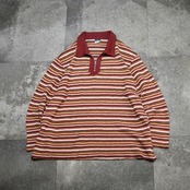 half zip design border knit polo
