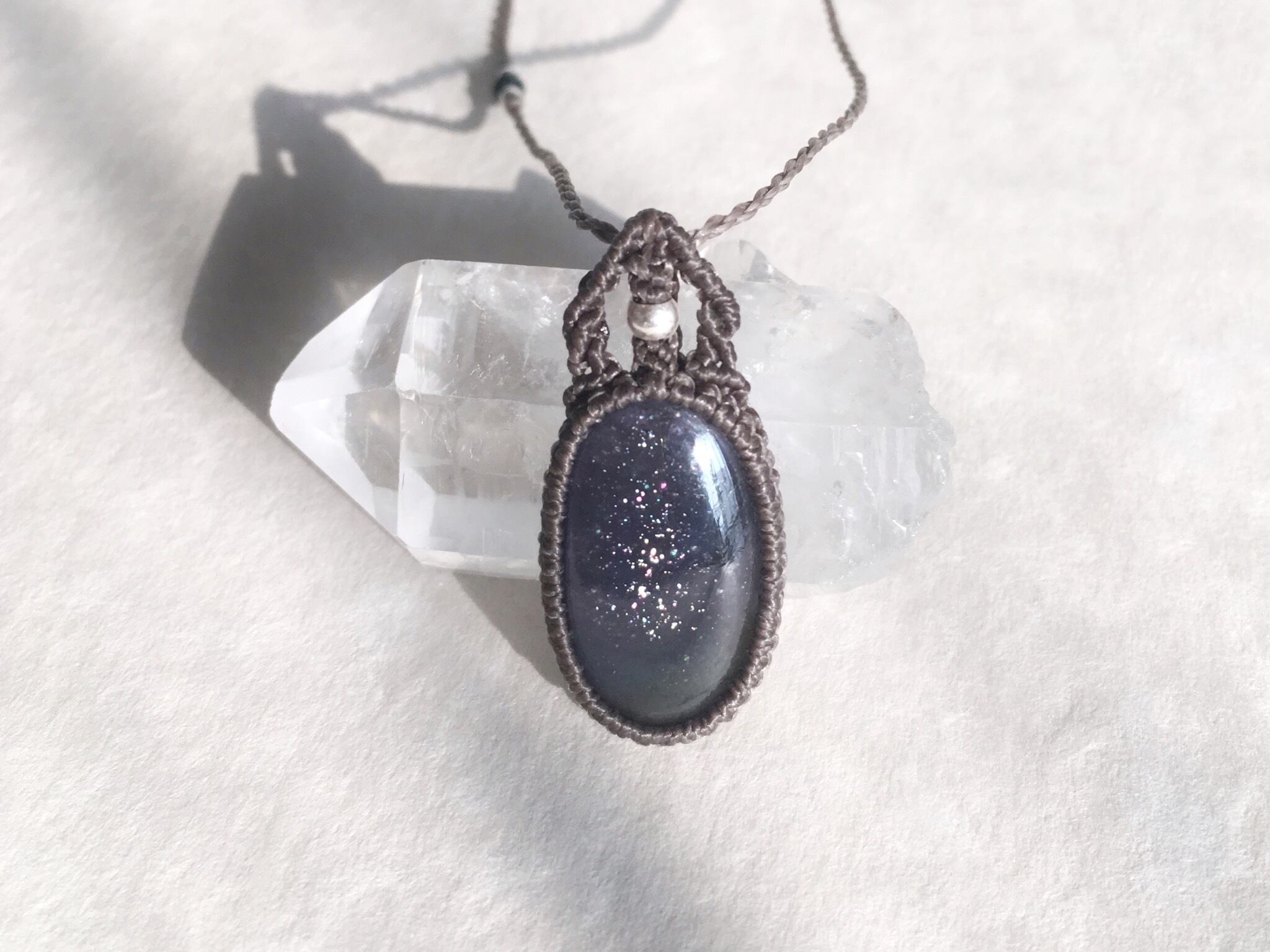 アベンチュリンアイオライトmacramé necklace
