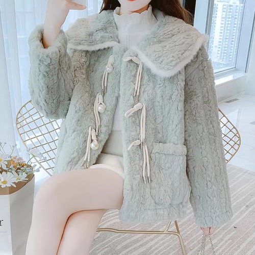 3色／エコパールボタンファージャケット ・73942