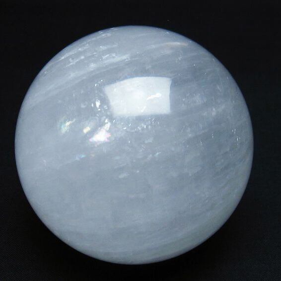 カルサイト 丸玉 虹入り 77mm ホワイトカルサイト スフィア 一点物 151-6173