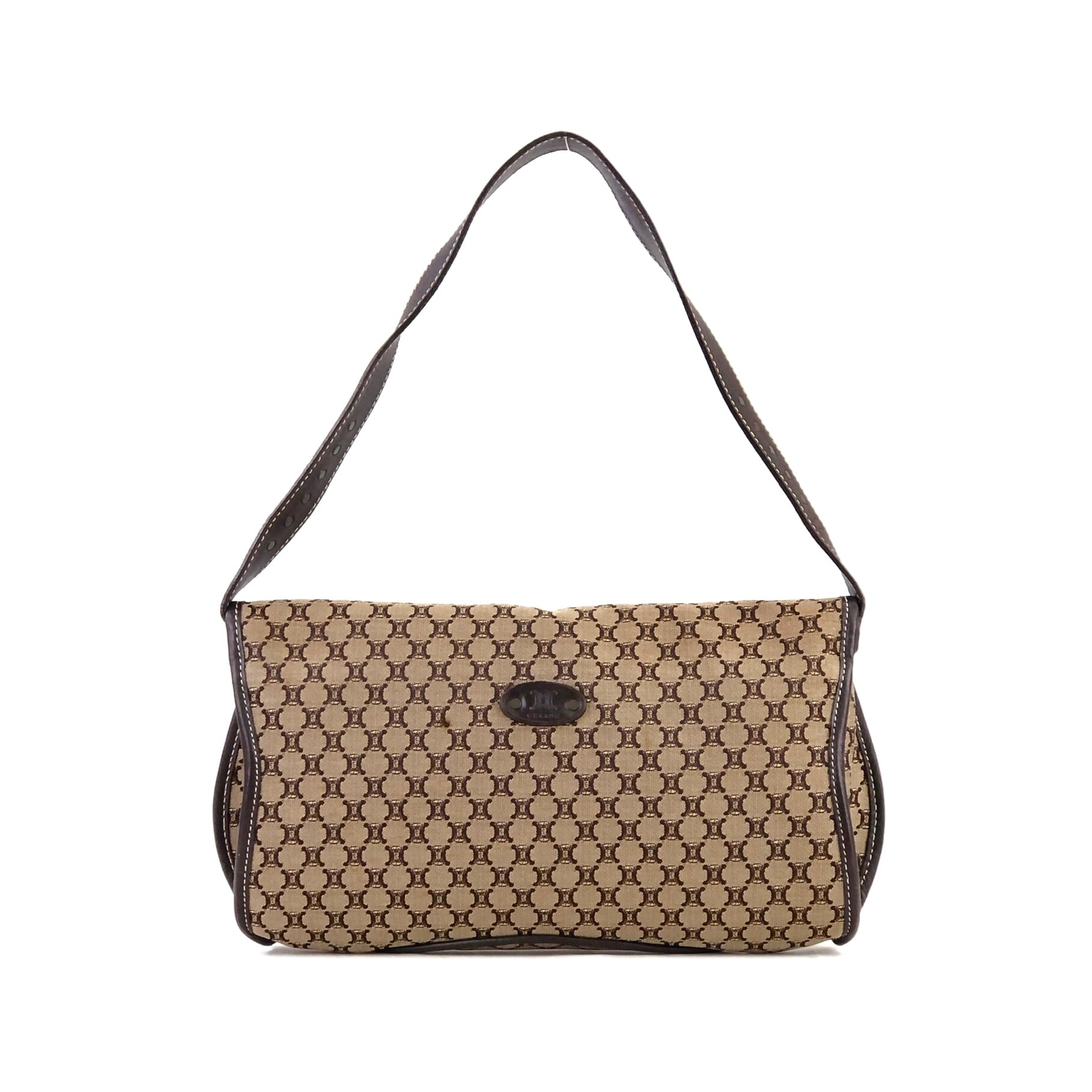 CELINE セリーヌ マカダム キャンバス×レザー ホーボー ロゴスタッズ