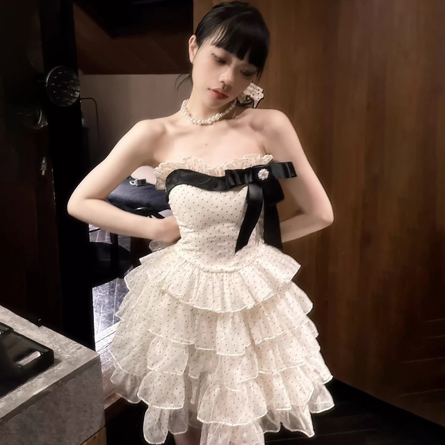 手作りミニドレスpartydressベアトップカワセクシー誕生日宴会doll XH2-MYK6967