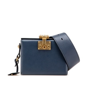 ディオール アディクト スモールボックス 斜め掛け ショルダーバッグ ネイビー レザー レディース Dior 【中古】