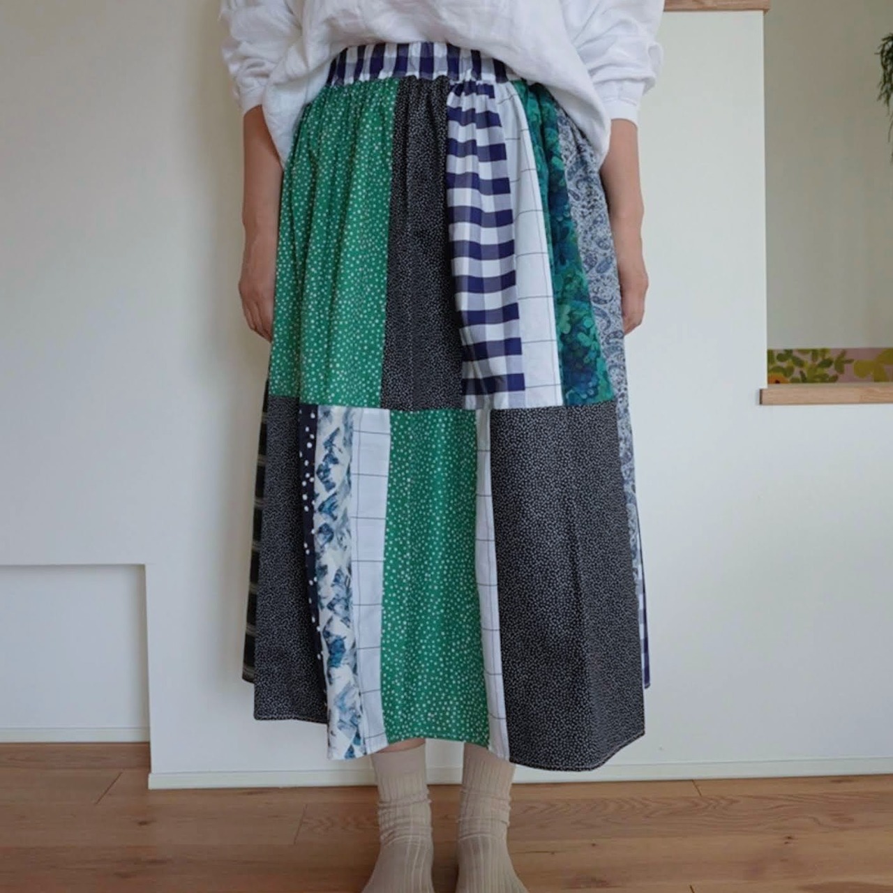 布つなぎ ギャザースカート - 1