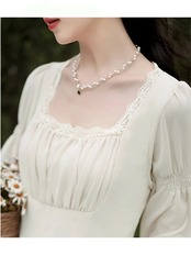 【0131】Lace Square Collar Long Sleeve Dress