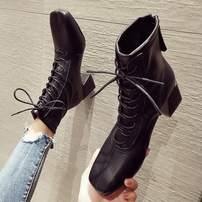 ショートブーツサマーレッドジッパー レース 靴 シューズ 夏物 レースアップ フェイクシューズ64086317783