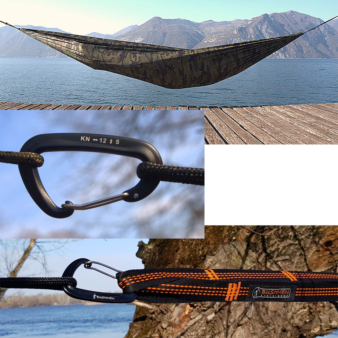 BUSHMEN ブッシュメン Hammock-CAMO with carabiners ハンモック 軽量 パラシュート