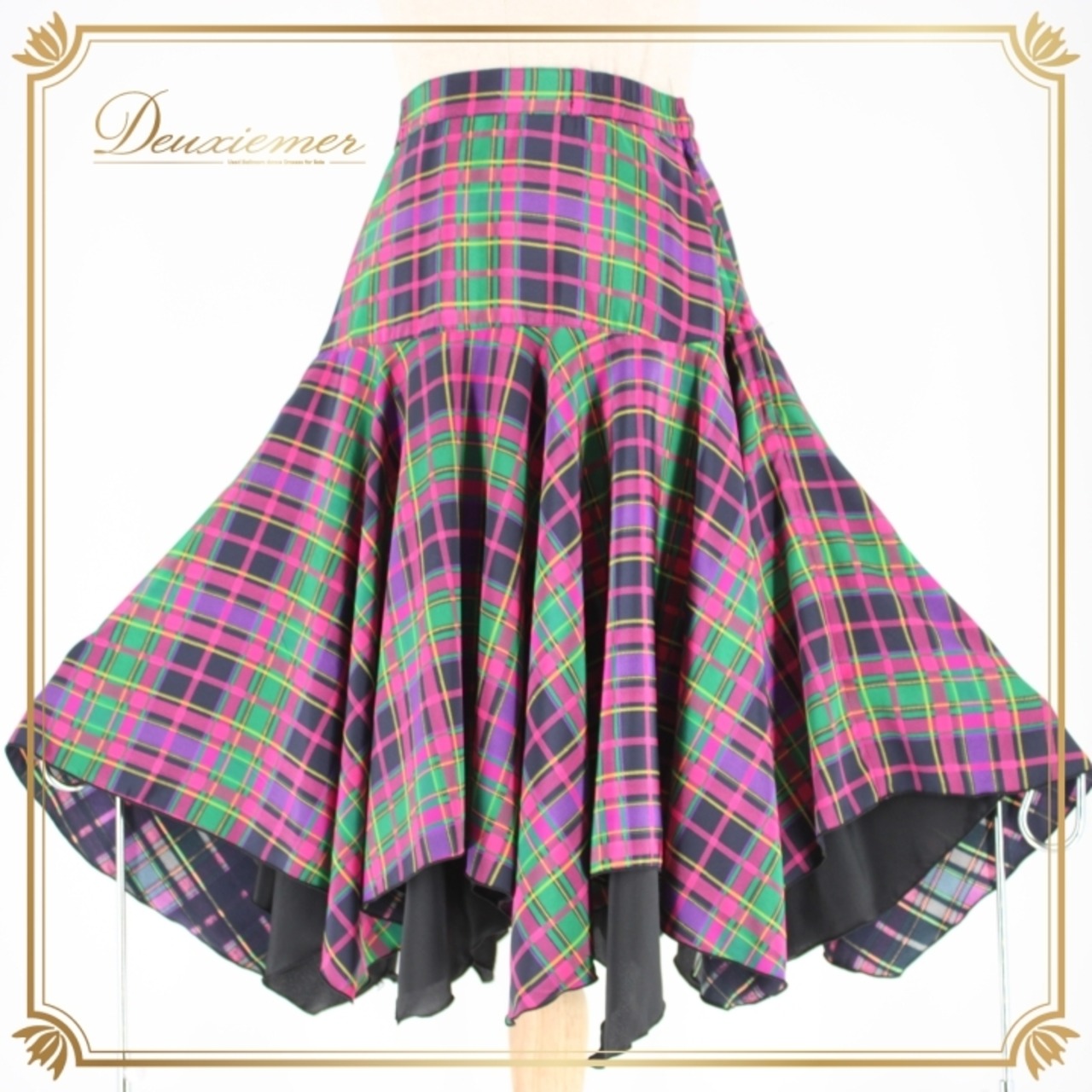 社交ダンス 衣装 スタンダード スカート レッスンウェア 練習着 PROCEEDS プロシーズ 緑 紫 黒 黄色 グリーン系 パープル系 ブラック系 ピンク系 イエロー系 カラフル チェック柄 スカート 社交ダンス ウエスト伸縮性 フェミニン ダンスウェア ダンス練習 スポーツウェア 発表会 イベント用 ファッション レディース ステージ衣装 おしゃれ おすすめ コーディネート