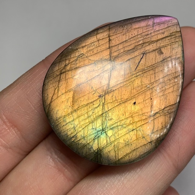 N.7.大型✩ピンク×パープル×オレンジシラーラブラドライトルース・しずく型