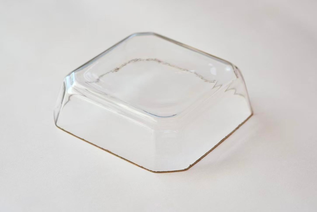 谷口嘉 Taniguchi Yoshimi - 金縁隅切盆 glass tray