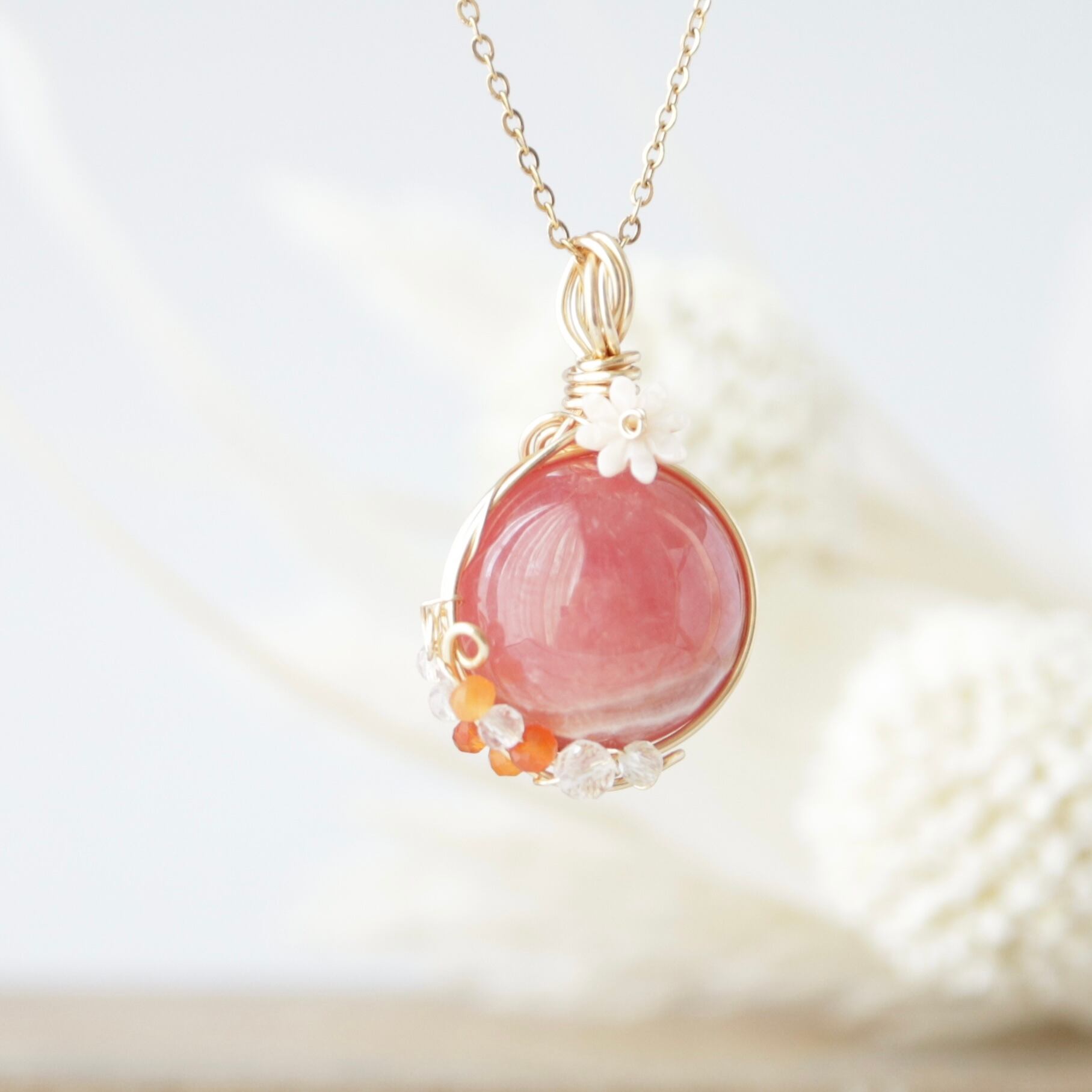 1点もの インカローズ スフィア ワイヤーラッピング