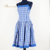 フラダンス 衣装 ワンピース ドレス ブルー系 MAPUANA フラ ダンス チェック柄 キャミソール 青 白 ハワイ製 ハワイアン アロハ 鮮やか かわいい ふんわり 華やか ホワイト系