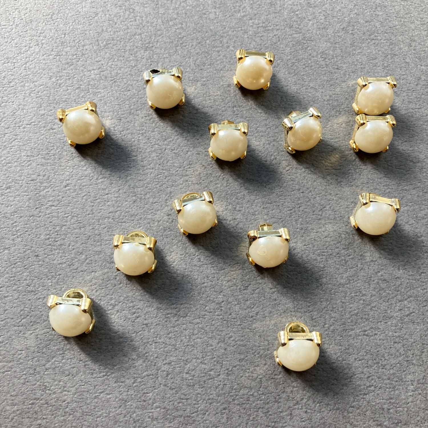 パールカボション付き石座風ボタンパック（2p/9mm） | Dua