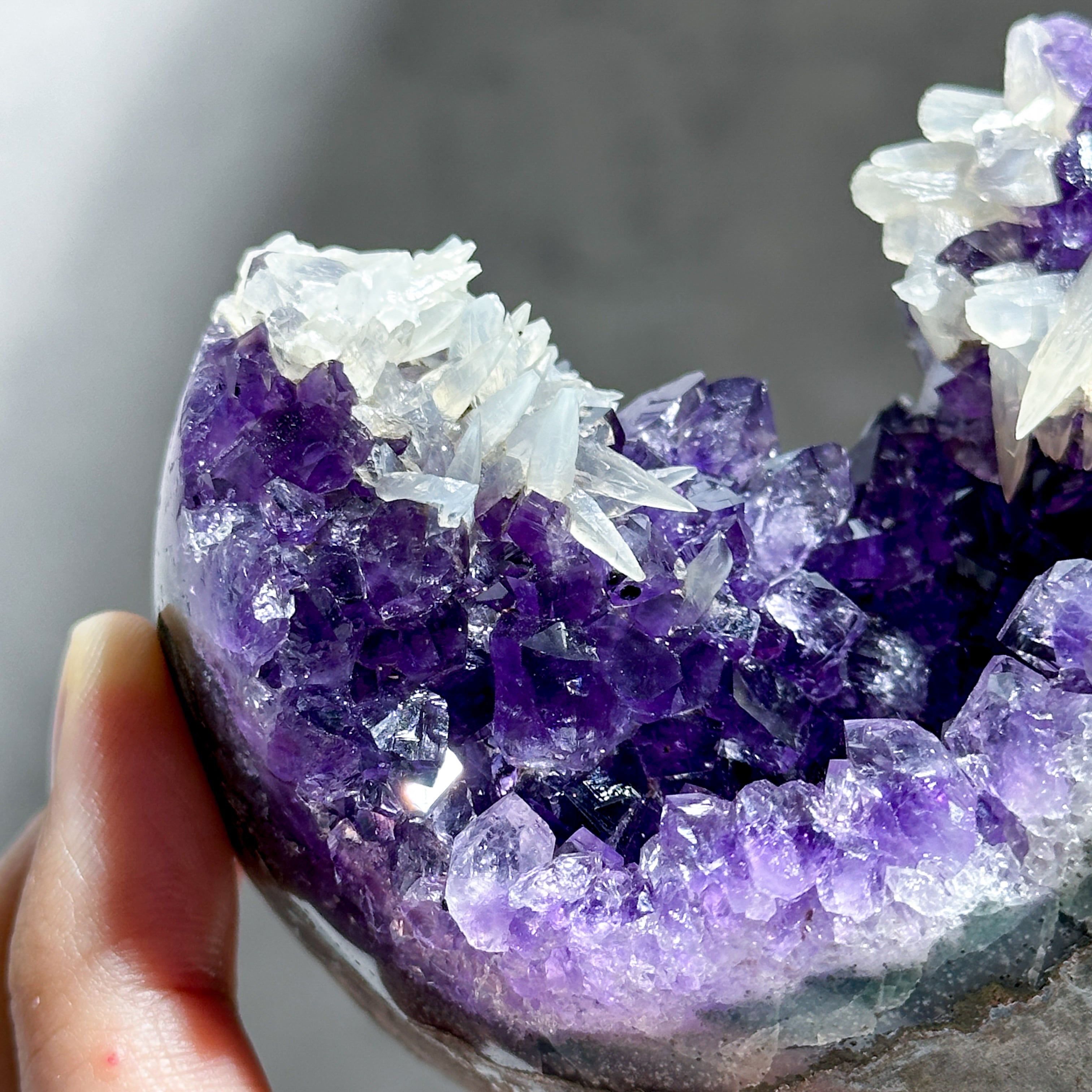 ウルグアイ産アメジストwithカルサイト 原石 大01◇ Amethyst ◇天然石