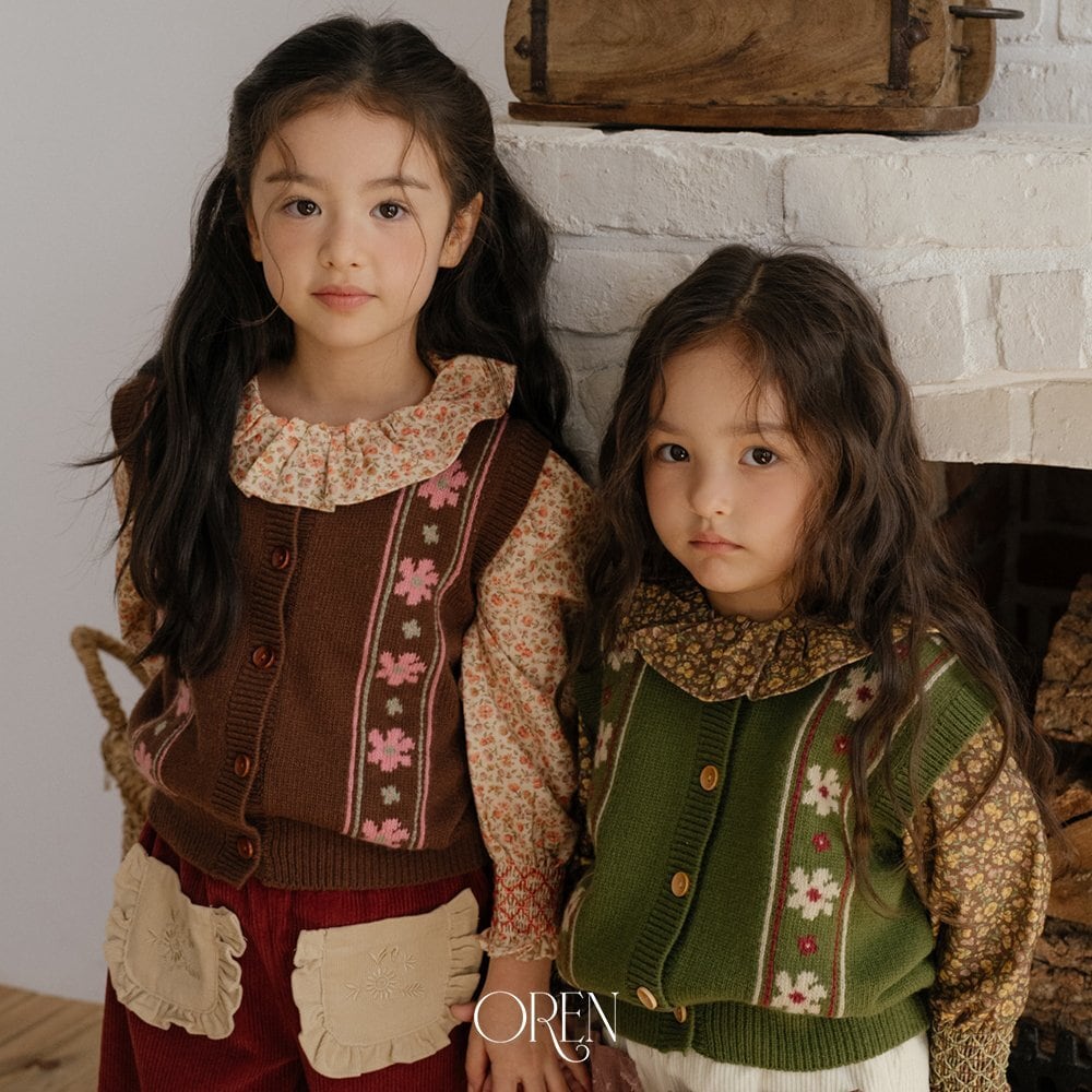 【2点送料無料】«予約»«Oren» ベルテフルールニットベスト 2colors