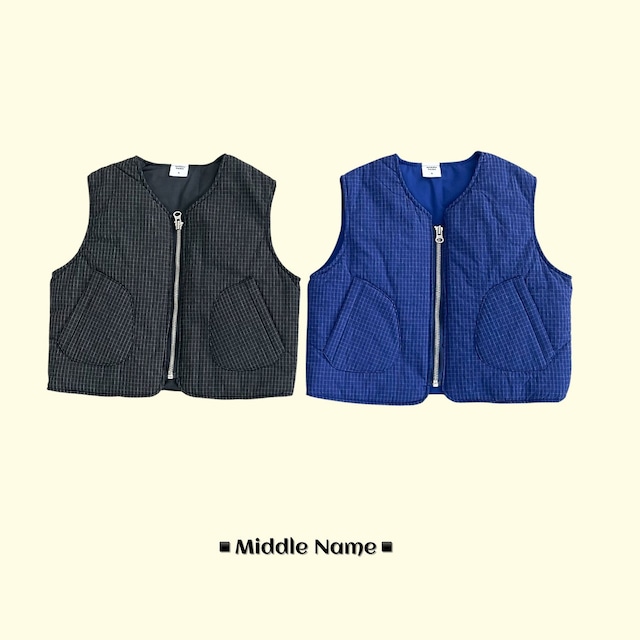 【取寄】middle name|rib check vest|リブチェックベスト|S-3XL|kids&jr|26 autumn